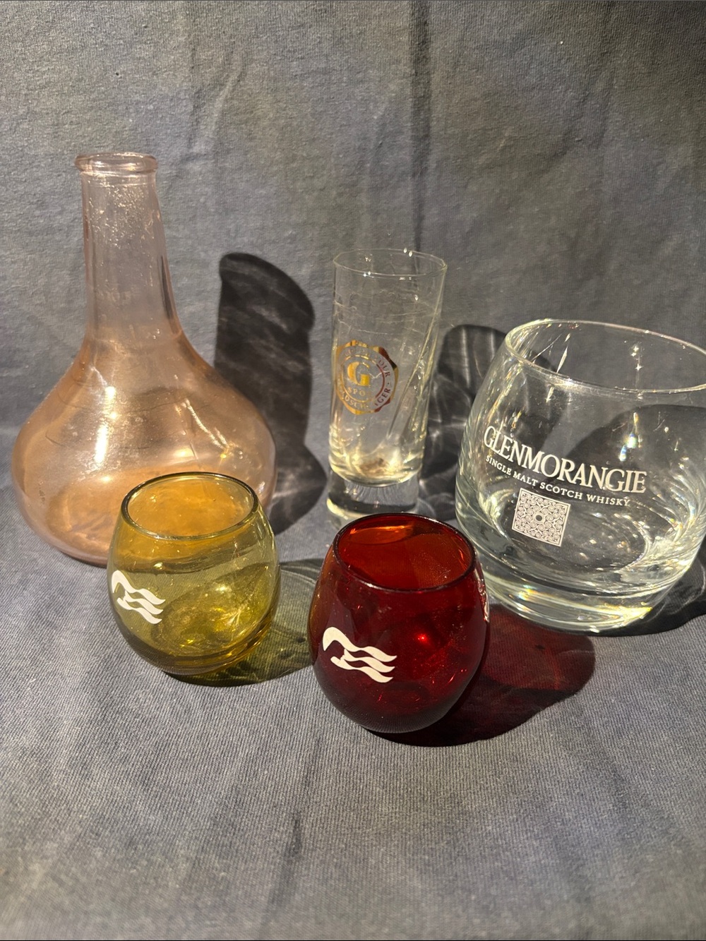 Glenmorangie Branded Whisky Glass with Red & Yellow Accent Tumblers